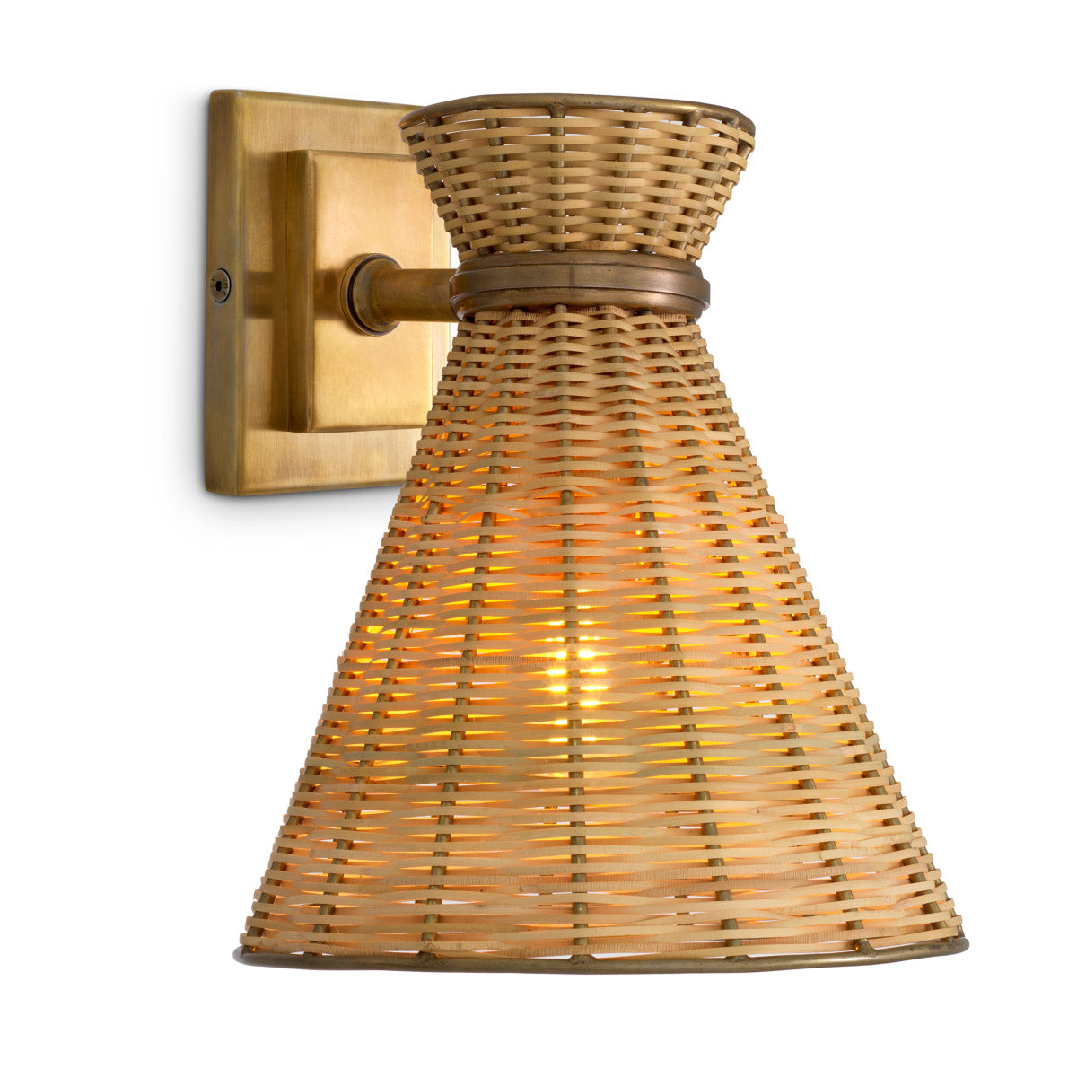 Wall Lamp Kon Tiki Vintage brass finish | natural rattan Lighting 118537UL 2