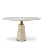 Dining Table Genova Travertine | brushed brass finish, Travertine is a natural material, each piece differs in color and texture 119053 2