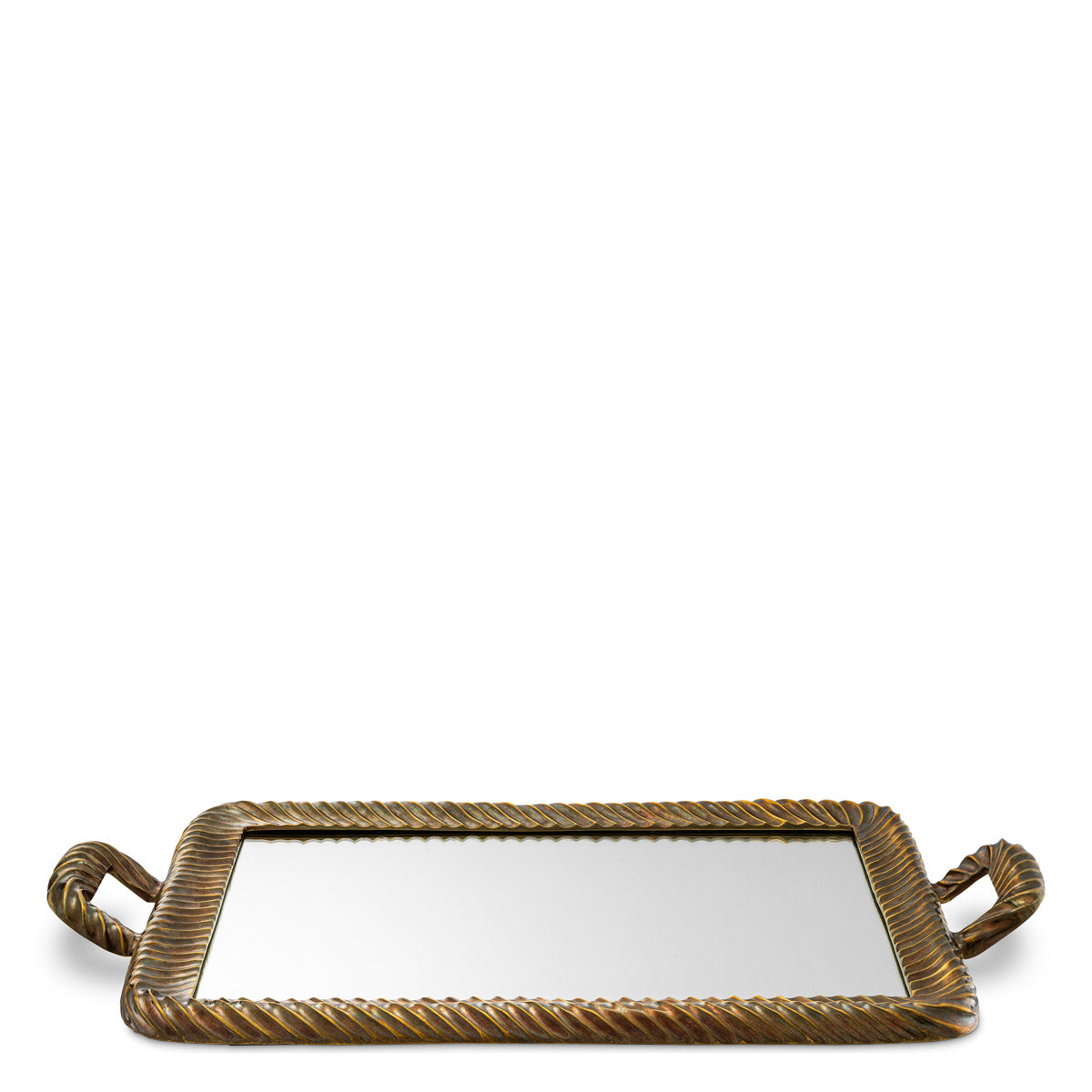 Close-up of Tray Montmartre highlighting Brass, Glass and Vintage Brass, Mirror Glass (Image 2)