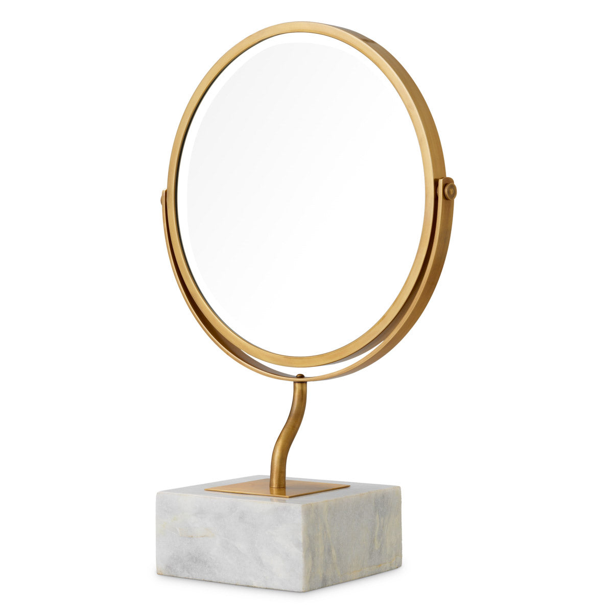 Table Mirror Jovanni White marble base | vintage brass finish, Marble is a natural material, each piece differs in color and veining 119245 2