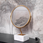 Table Mirror Jovanni White marble base | vintage brass finish, Marble is a natural material, each piece differs in color and veining 119245 3