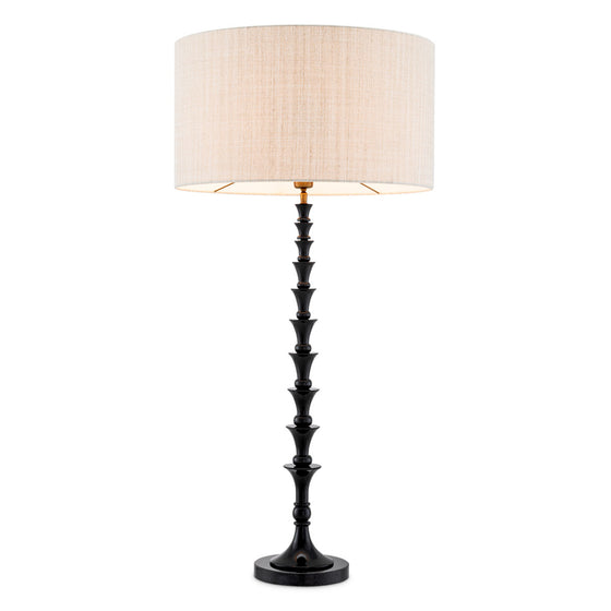 Table Lamp Arabella Piano black finish | black granite base, Including recycled linen-look shade Lighting 119451UL