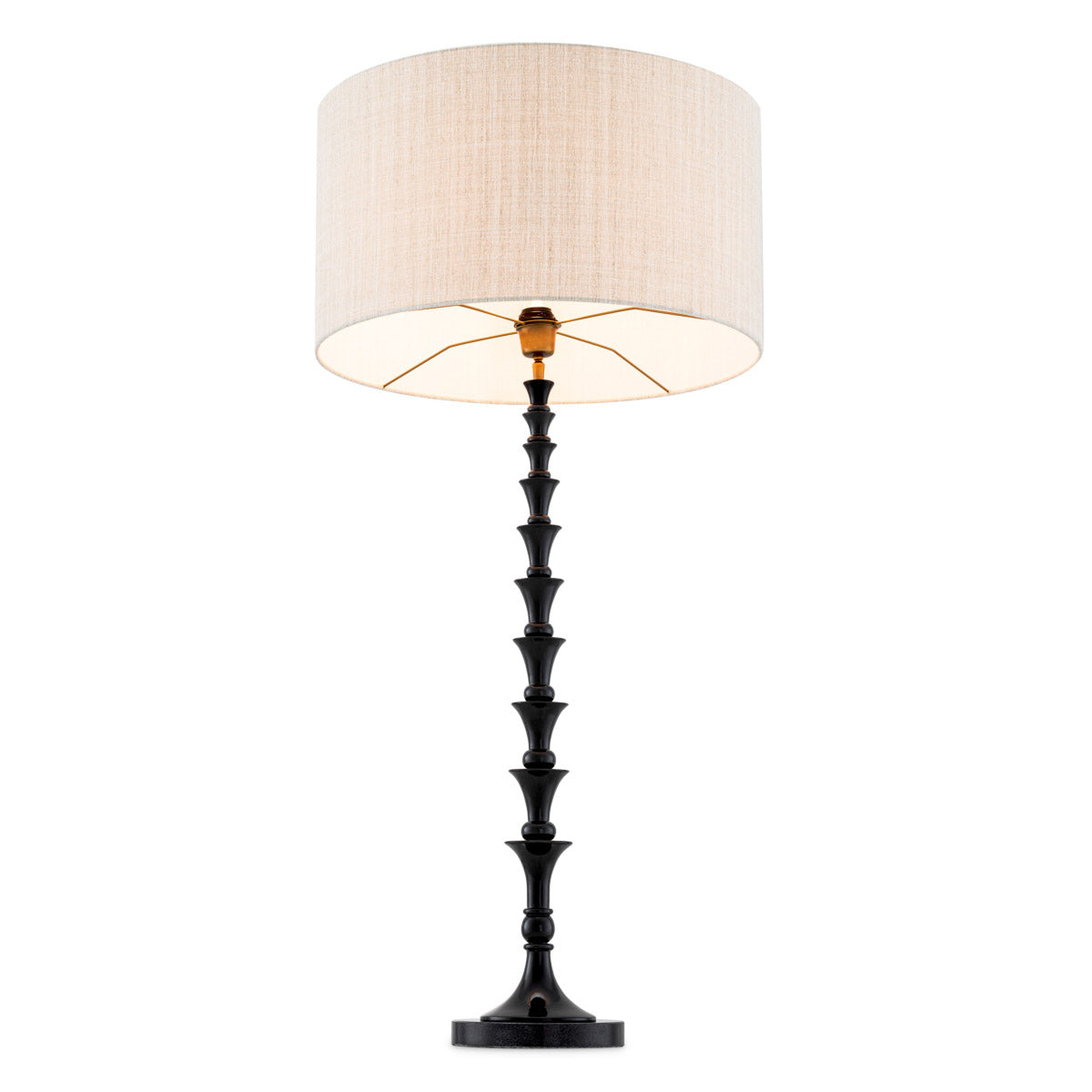 Table Lamp Arabella Piano black finish | black granite base, Including recycled linen-look shade Lighting 119451UL 4