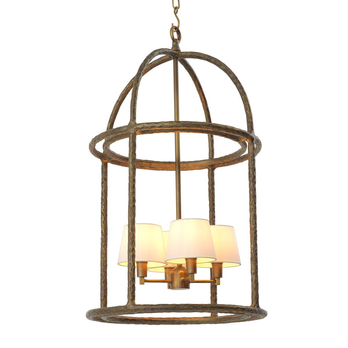 Pendant Montrose by Eichholtz in a styled setting — Vintage Brass, White Shades (Image 4)