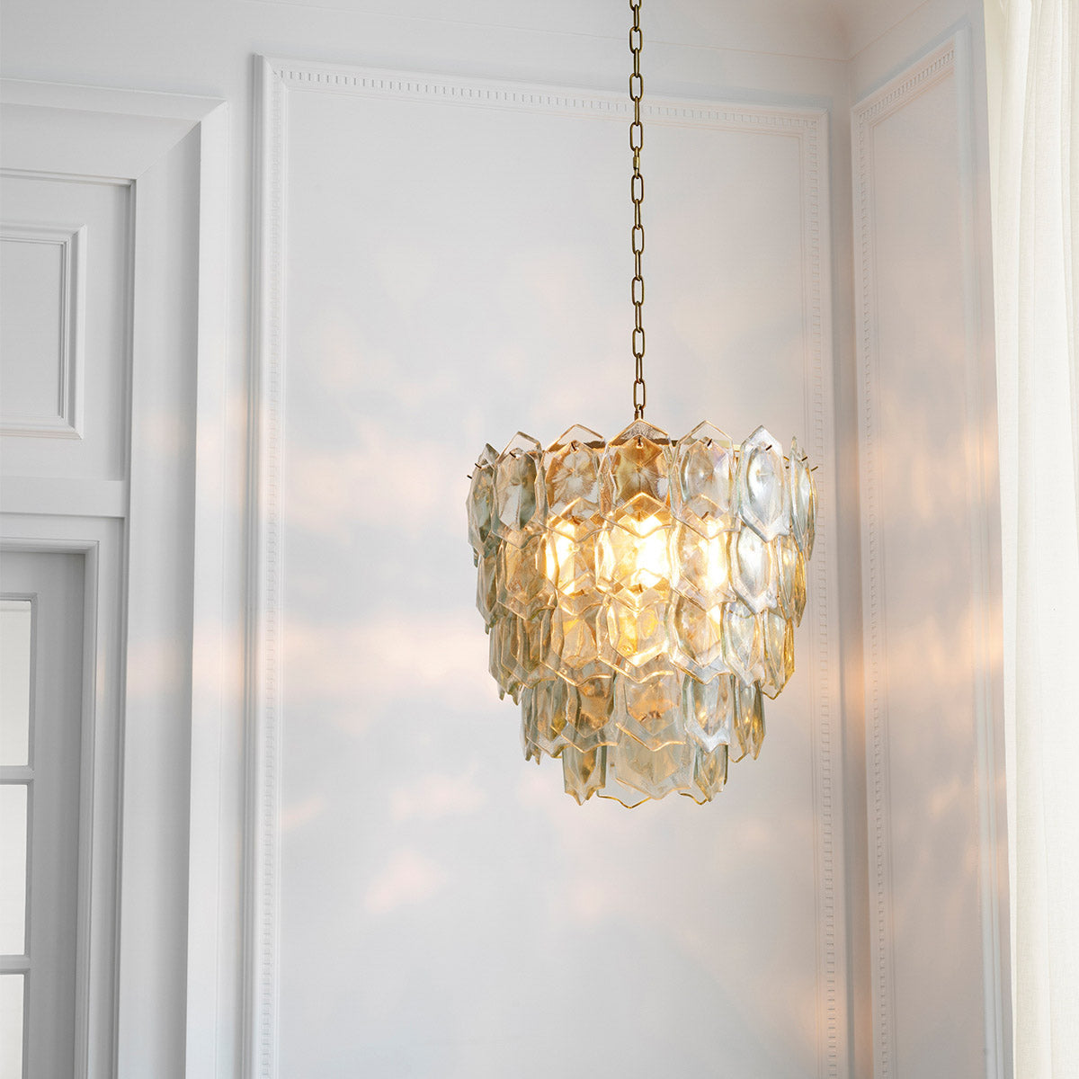 Chandelier Elias Vintage brass finish | clear glass Lighting 119578UL 3