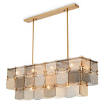 Chandelier Laurent rectangular Antique brass finish | handmade glass Lighting 119666UL 2