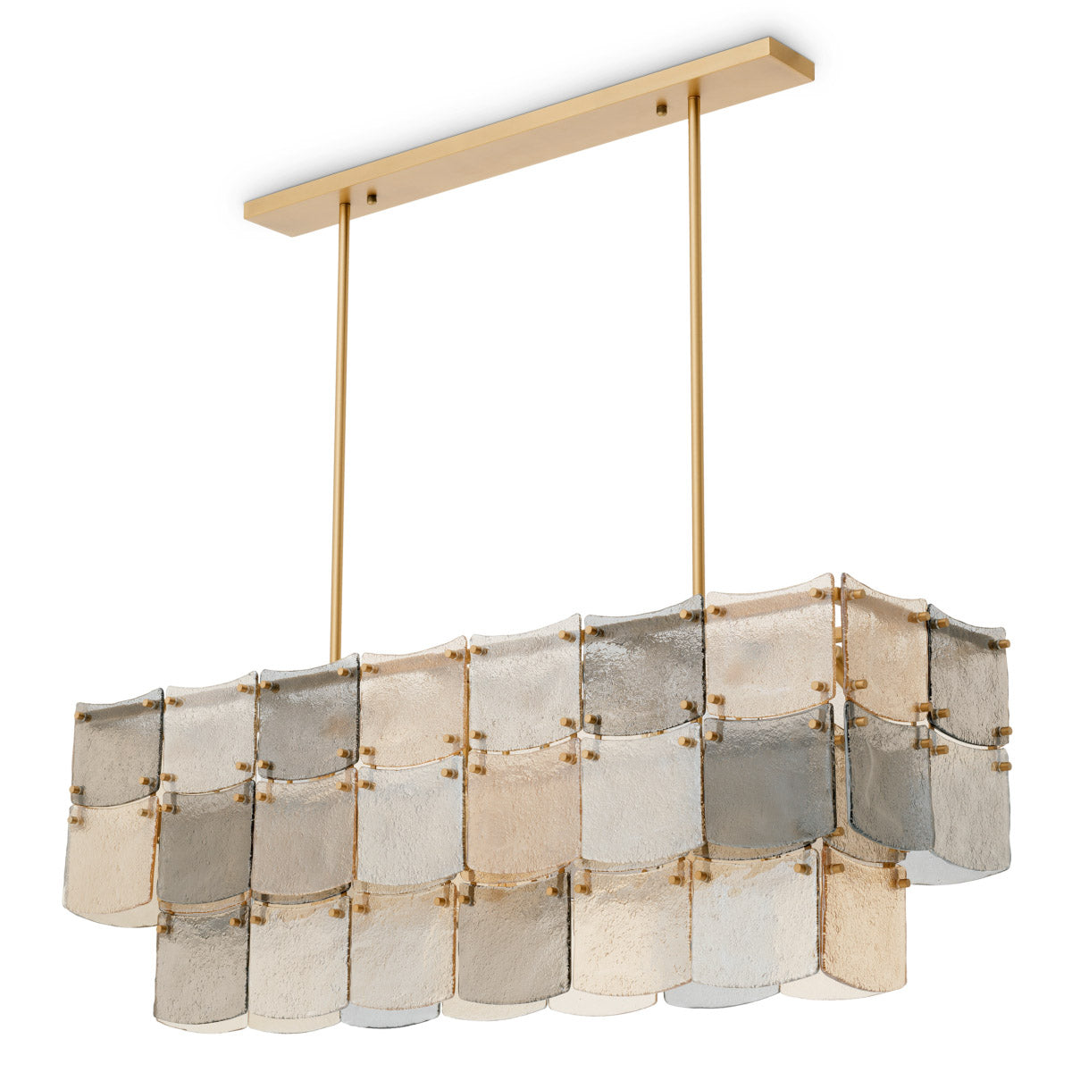 Chandelier Laurent rectangular Antique brass finish | handmade glass Lighting 119666UL 4