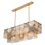 Chandelier Laurent rectangular Antique brass finish | handmade glass Lighting 119666UL 5