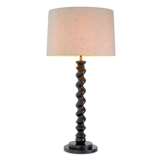 Table Lamp Massimo Piano black finish | black granite base, Including linen mix shade with blender 67% viscose | 33% linen Lighting 119672UL