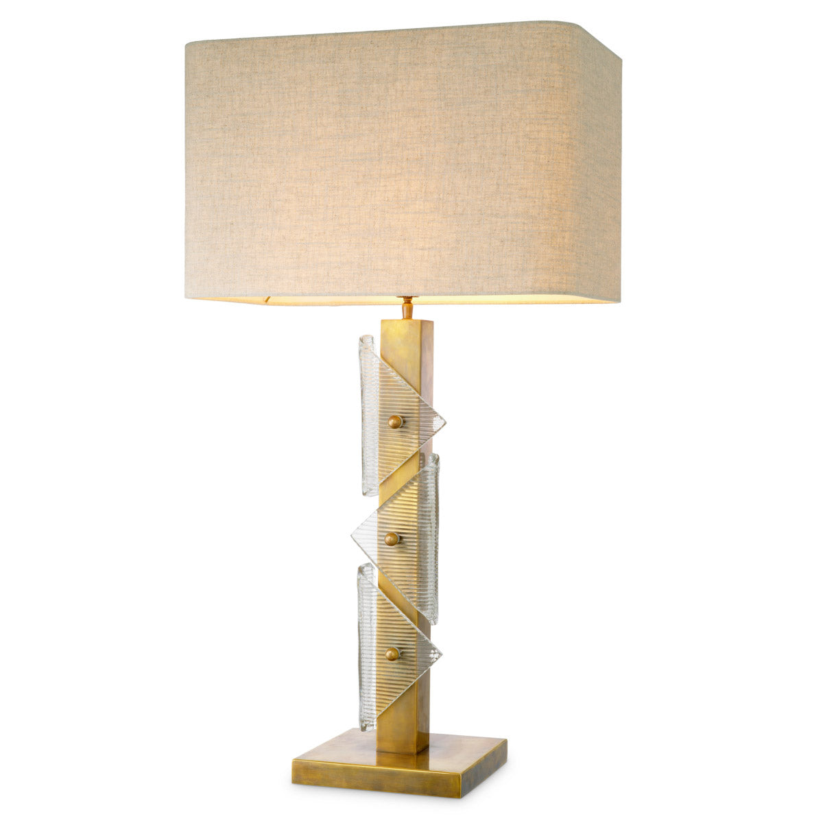 Table Lamp Mirabella Vintage brass finish | handmade glass, Including linen mix shade Lighting 119677UL 2