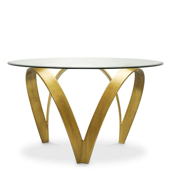 Dining Table Soquel Vintage brass finish | bevelled clear glass Tables 119692 2
