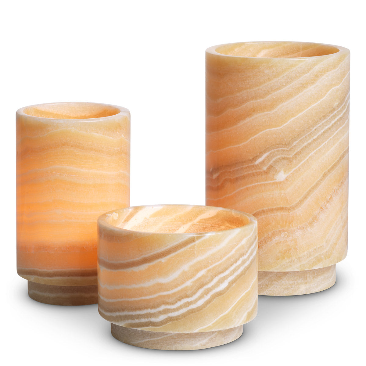 Eichholtz Tealight holder Leonidas set of 3 — Yellow Onyx hero image (Image 1)