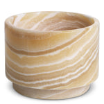 Close-up of Tealight holder Leonidas set of 3 highlighting premium materials and Yellow Onyx (Image 2)