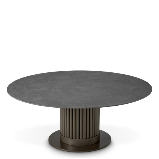 Outdoor Coffee Table Volterra Round Bronze finish | grey ceramic top Outdoor 119756