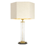 Table Lamp Harmonis Vintage brass finish | handmade glass | black granite base, Including linen mix shade 119787UL 2