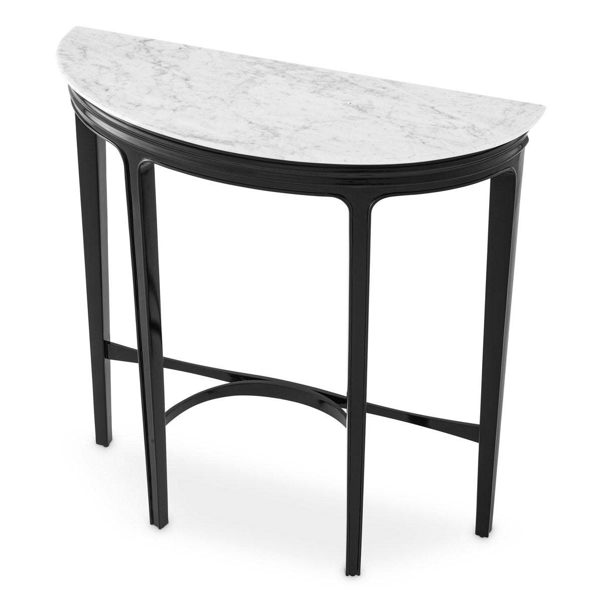 Alternate perspective of Console Table Rochefort — Piano Black, White Carrera Marble finish (Image 6)