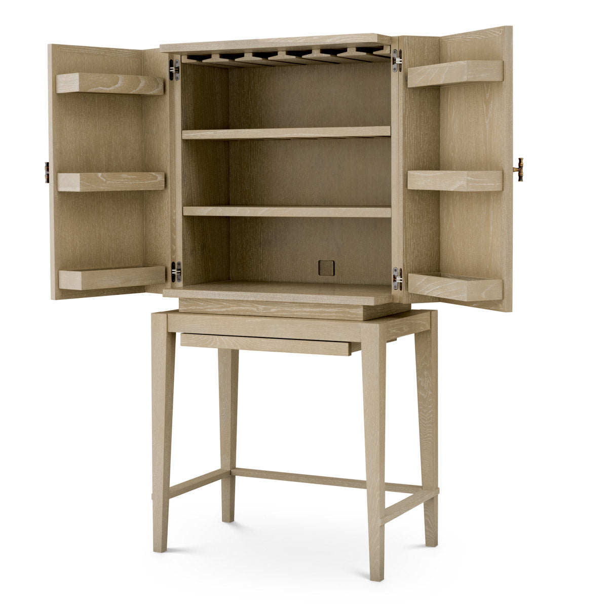 Bar Cabinet Borchard Washed oak veneer | woven rattan | bronze finish Cabinets 119876 4