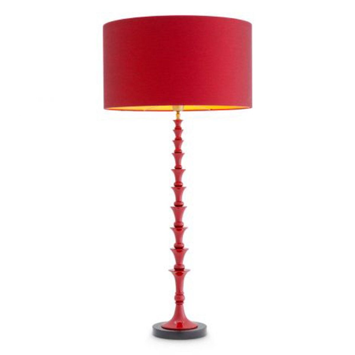 Table Lamp Arabella Bordeaux red finish | black granite base, Including red linen mix shade 60% linen | 40% polyester Lighting 119894UL 7