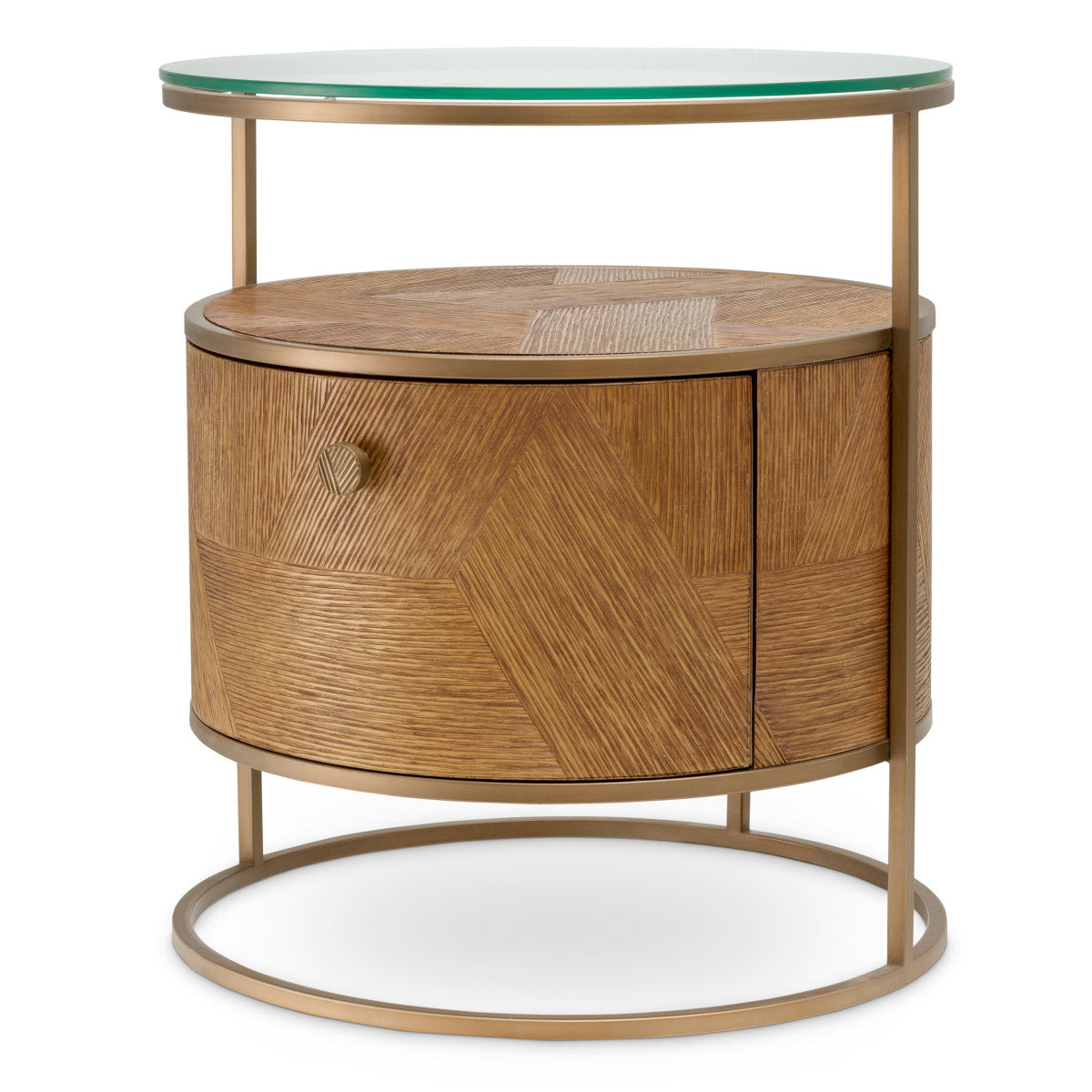Nightstand Velutto Caramel carved oak veneer | brushed brass finish Cabinets 119895 2