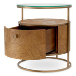 Nightstand Velutto Caramel carved oak veneer | brushed brass finish Cabinets 119895 4