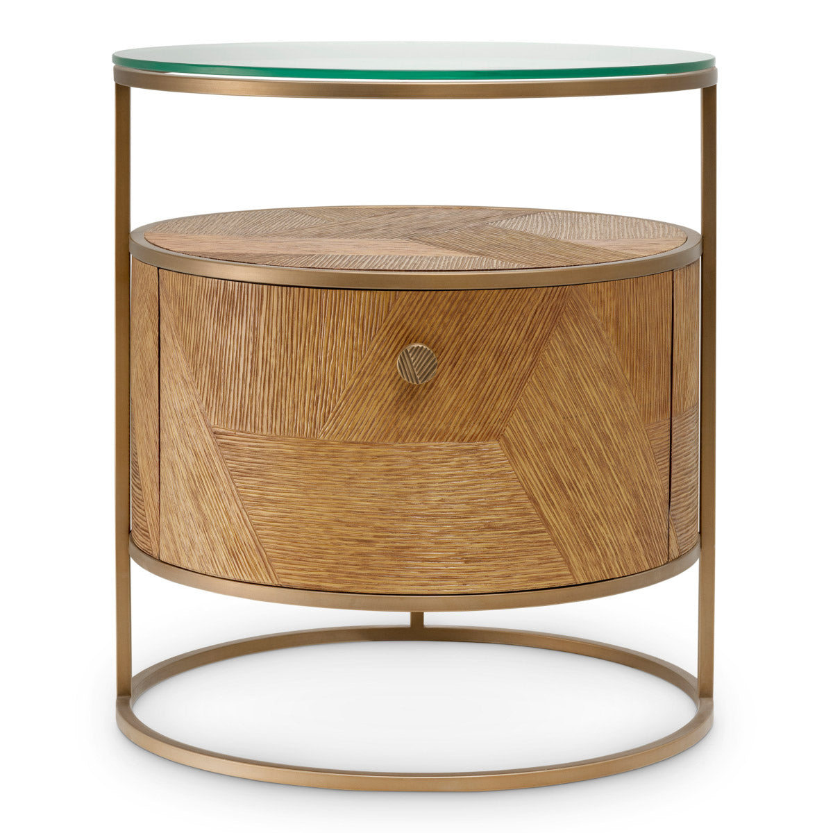 Nightstand Velutto Caramel carved oak veneer | brushed brass finish Cabinets 119895 5