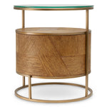 Nightstand Velutto Caramel carved oak veneer | brushed brass finish Cabinets 119895 6