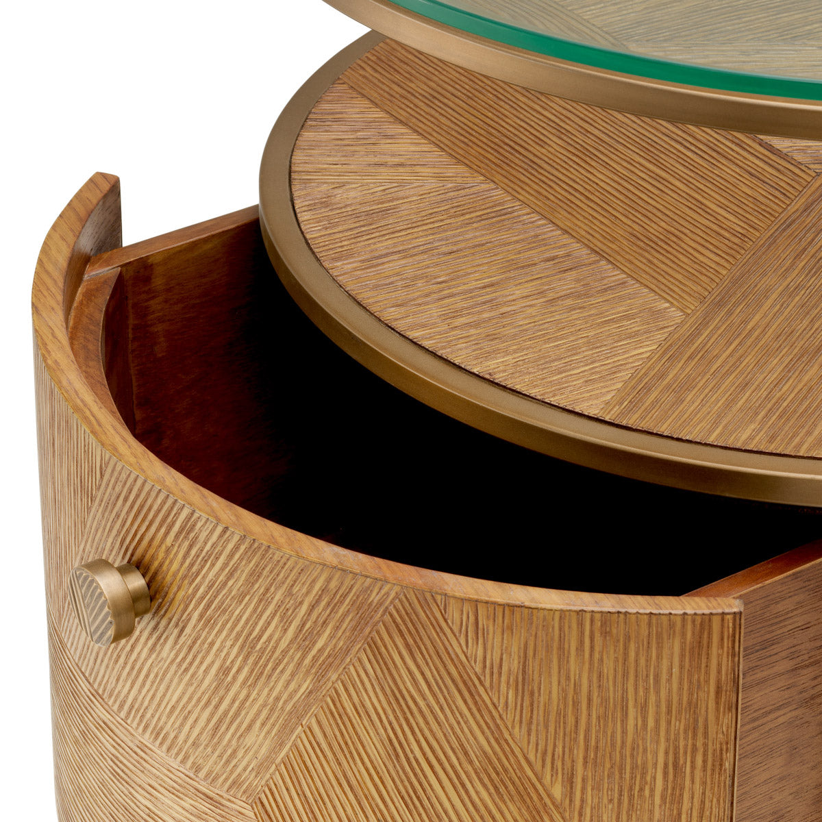 Nightstand Velutto Caramel carved oak veneer | brushed brass finish Cabinets 119895 10