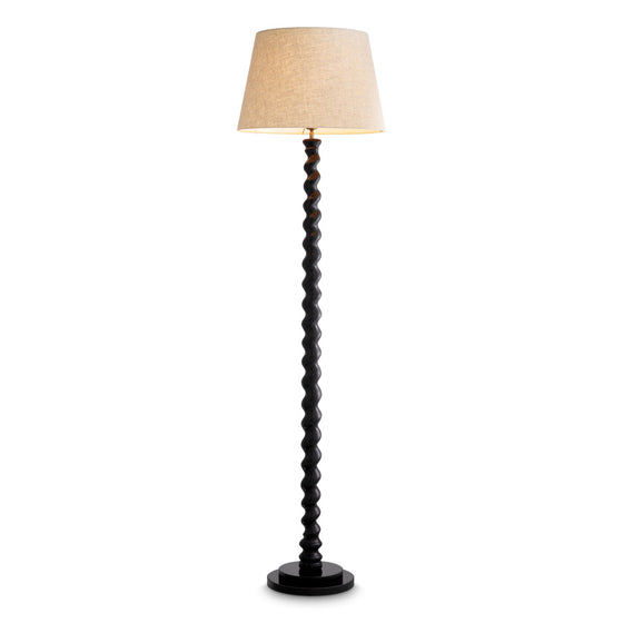 Floor Lamp Massimo Piano black finish | black granite base, Including linen mix shade with blender Lighting 119896UL