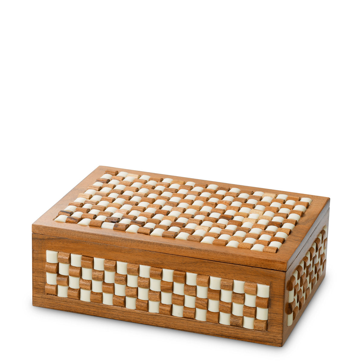 Eichholtz Box Cavendish S — Wood, White & Brown Beads hero image (Image 1)