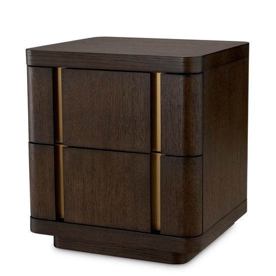 Nightstand Modesto S Mocha oak veneer | brushed brass finish Cabinets 119971 2