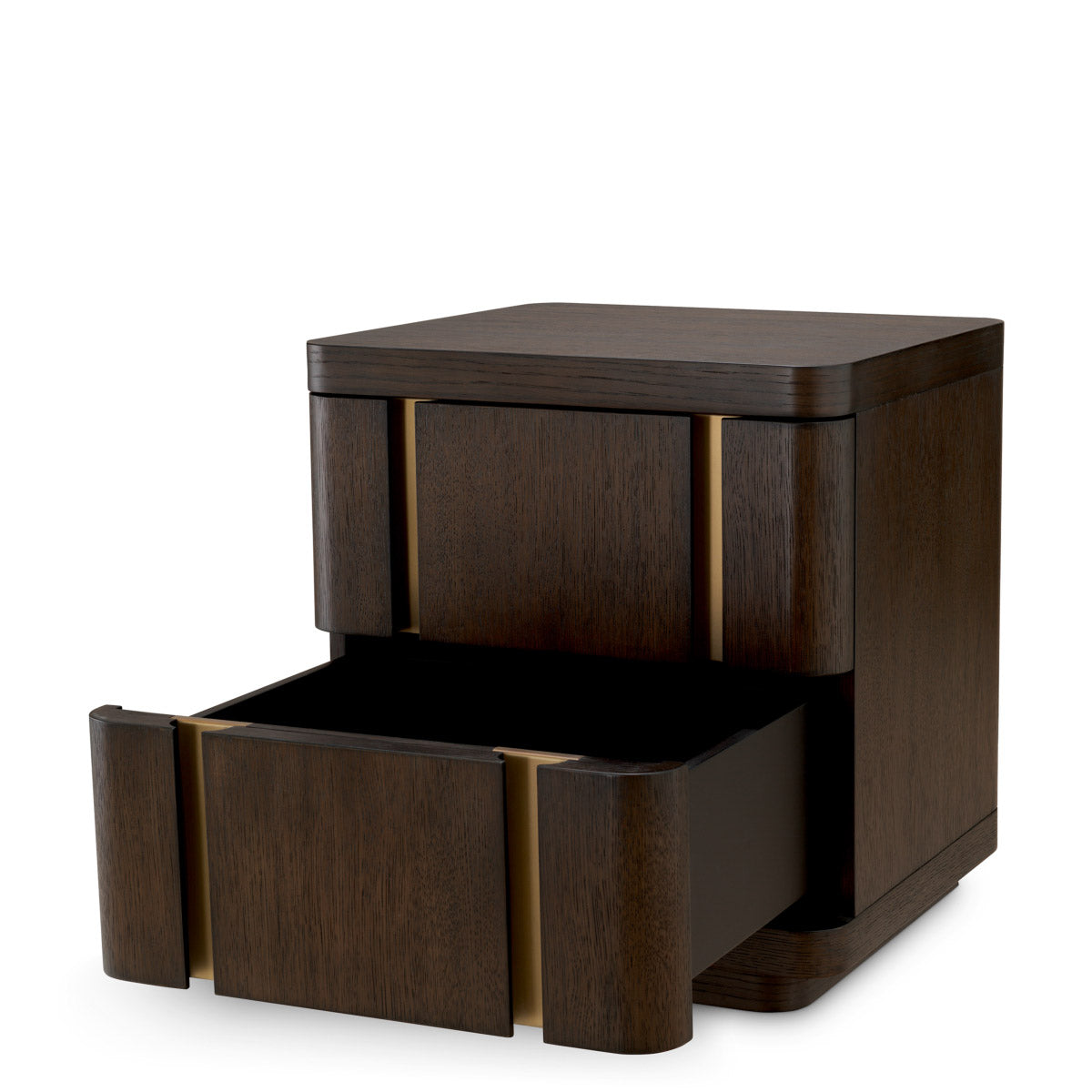 Nightstand Modesto S Mocha oak veneer | brushed brass finish Cabinets 119971 4