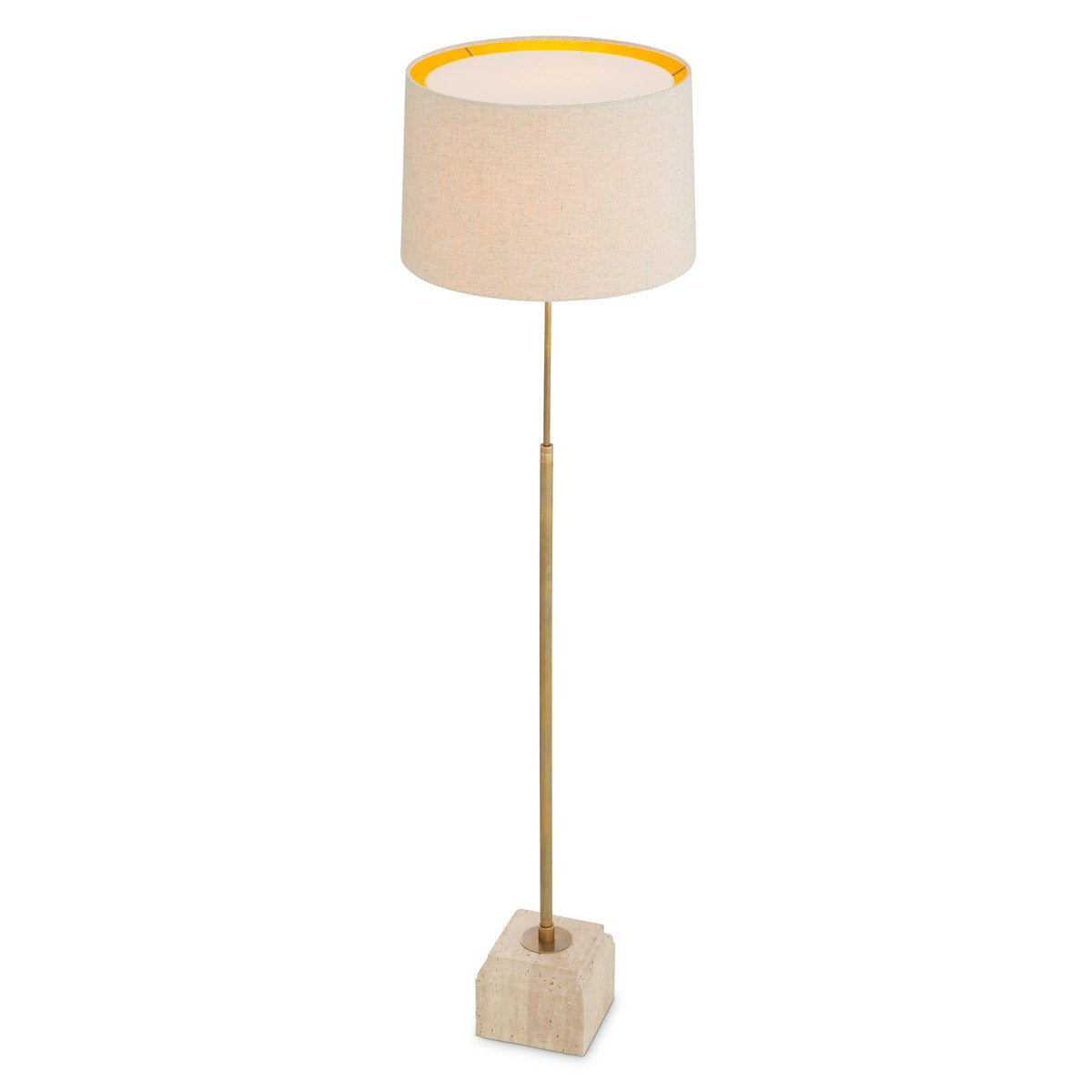 Alternate perspective of Floor Lamp Rialta — Travertine Base, Vintage Brass finish (Image 6)