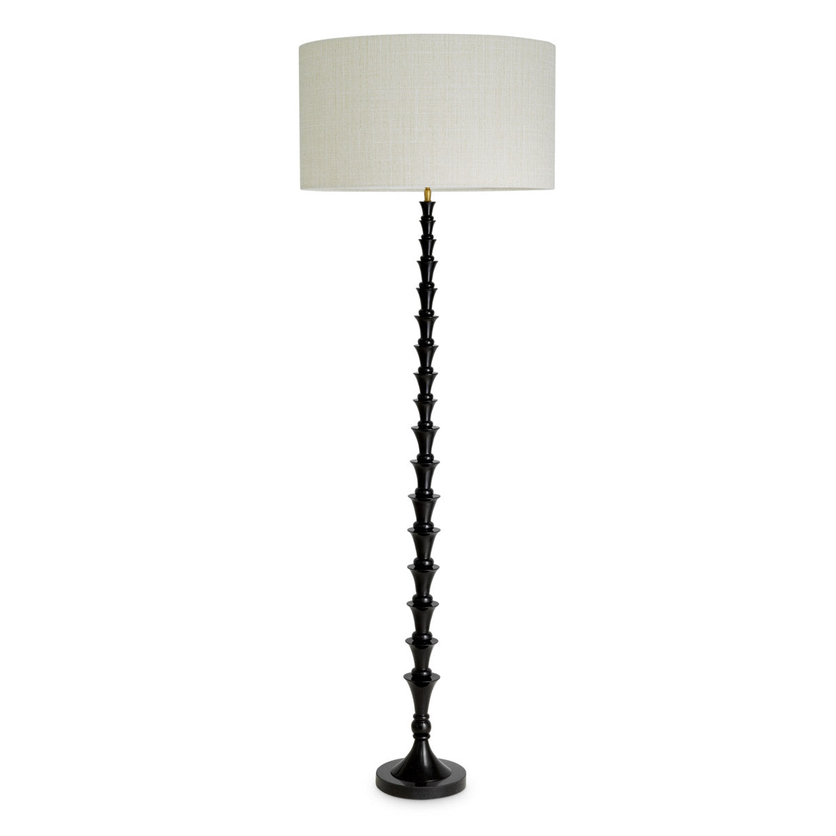 Floor Lamp Arabella Piano black finish | black granite base, Including linen mix shade Lighting 119975UL 4