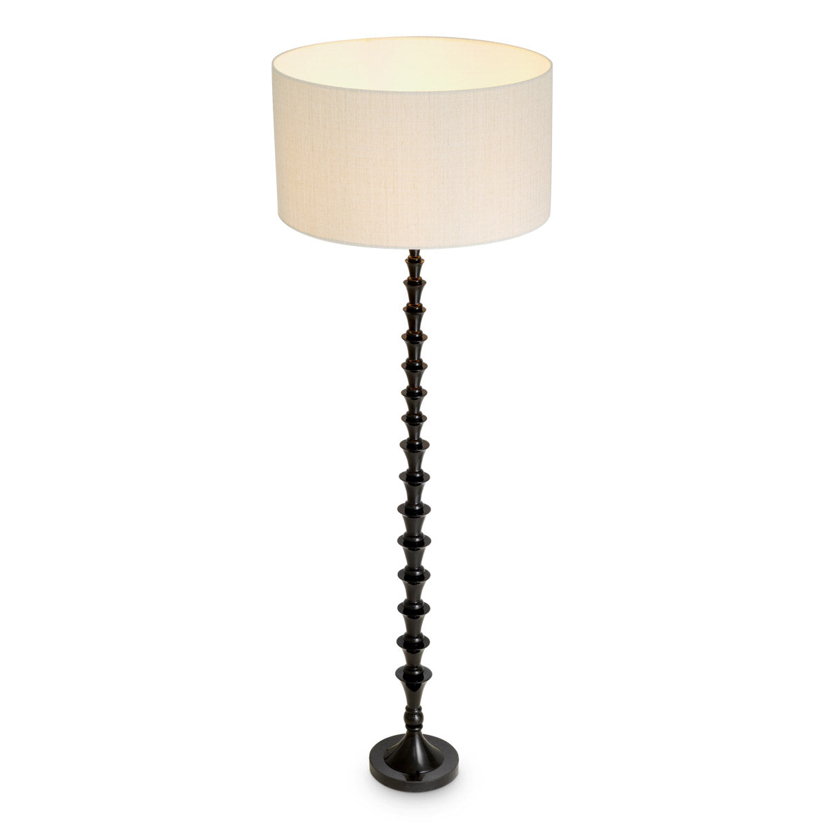 Floor Lamp Arabella Piano black finish | black granite base, Including linen mix shade Lighting 119975UL 5