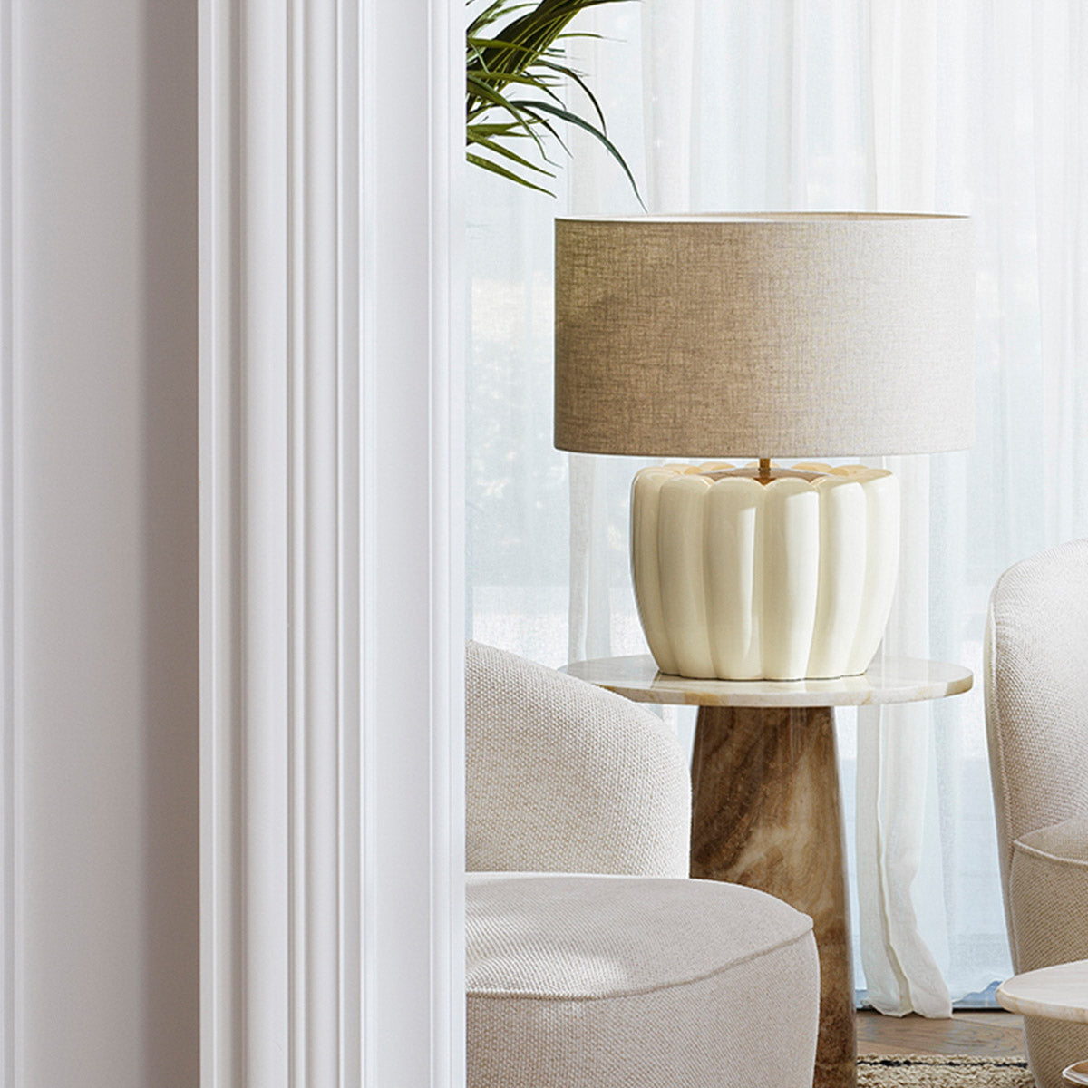 Table Lamp Barocco Off-white finish, Including linen mix shade 67% viscose | 33% linen Lighting 119977UL 3