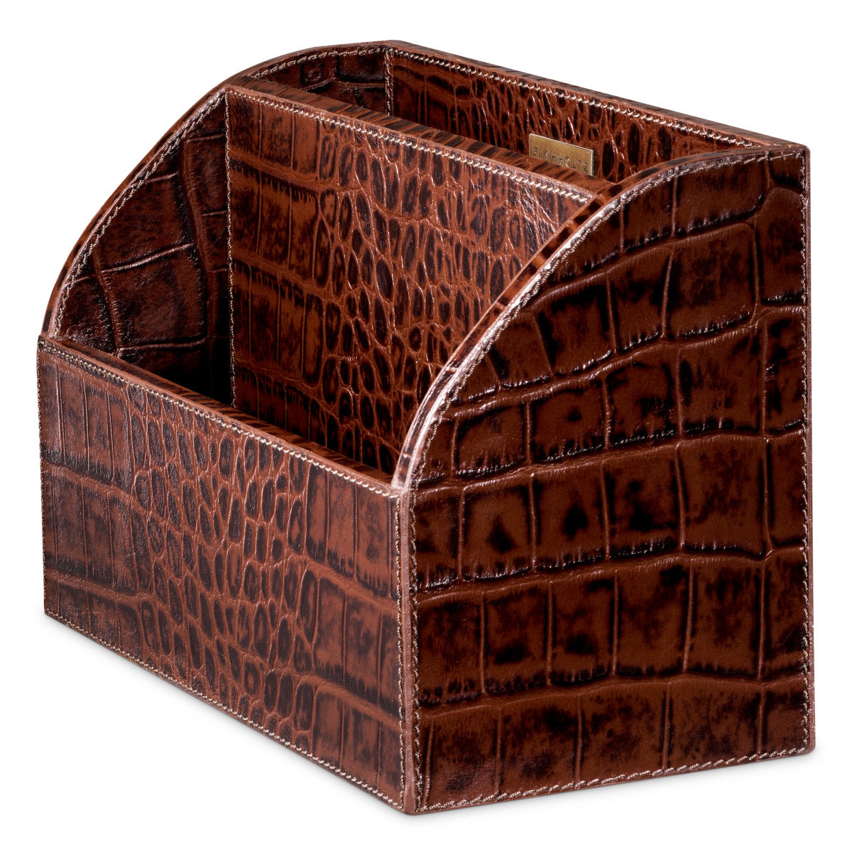 Desk Set Scaleo set of 3 Croco embossed antique brown leather Accessories 119979 6