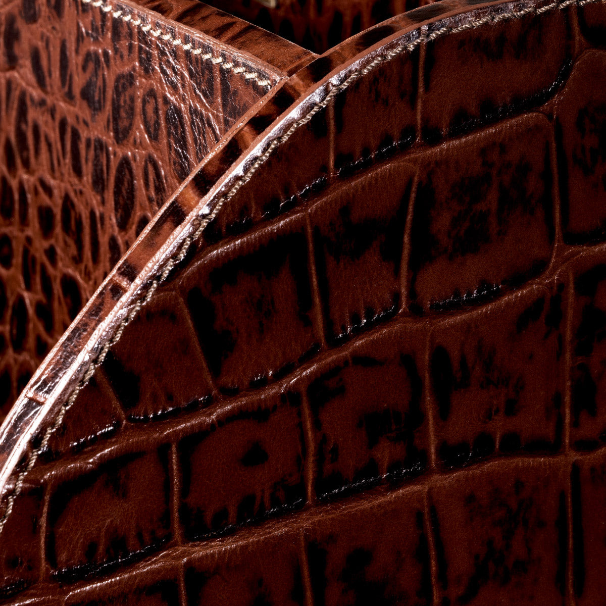 Desk Set Scaleo set of 3 Croco embossed antique brown leather Accessories 119979 8