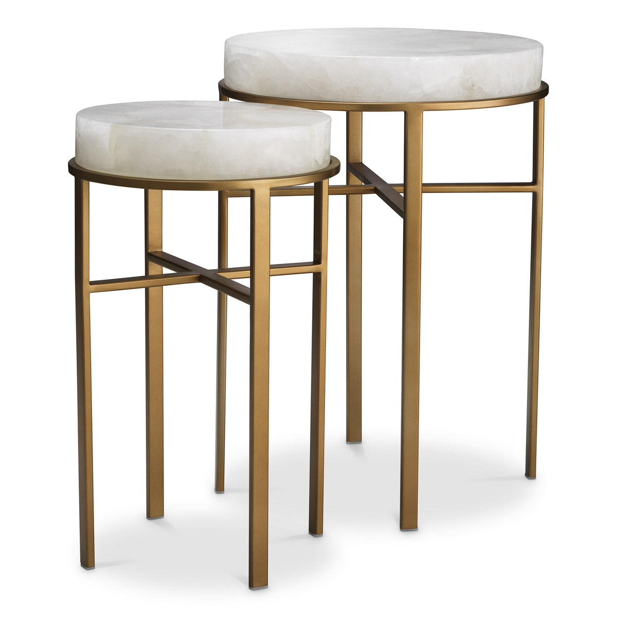 Eichholtz Side Table Hoxton set of 2 — Vintage Brass, Rock Crystal hero image (Image 1)