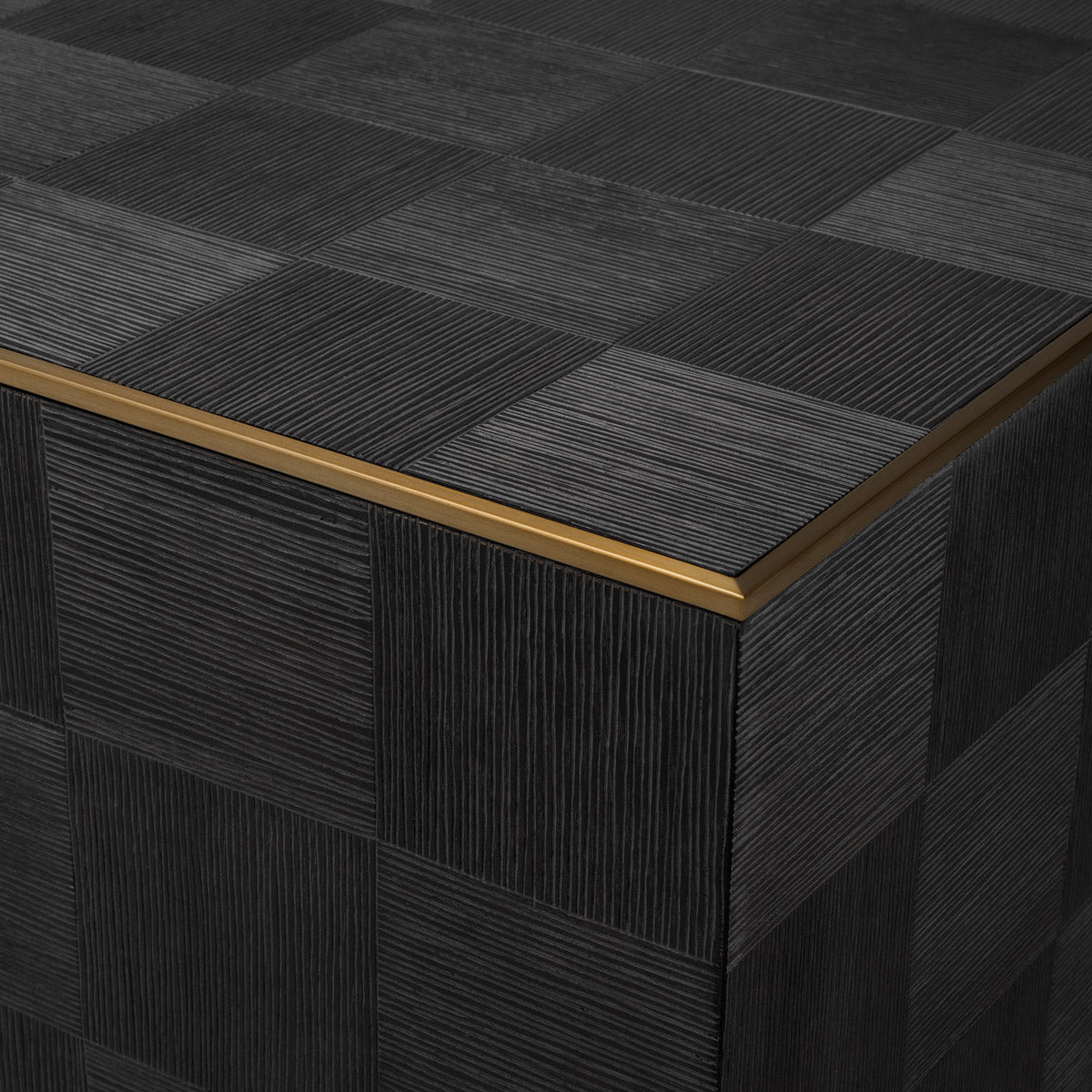 Coffee Table Ashbury by Eichholtz in a styled setting — Charcoal Grey Oak Veneer, Vintage Brass (Image 4)