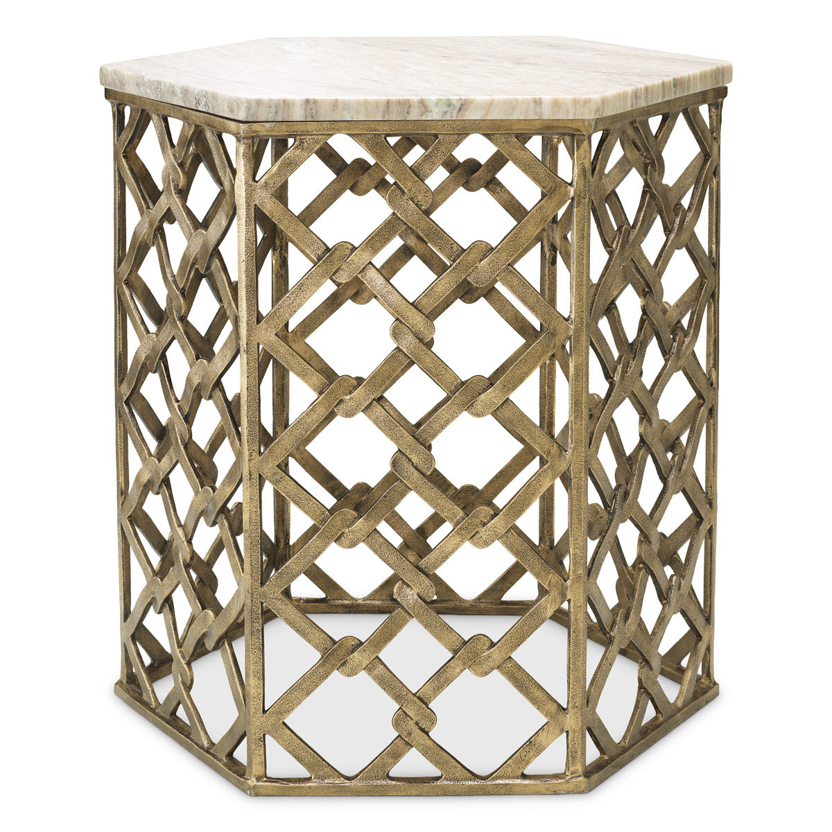 Eichholtz Side Table Stratham — Antique Brass, Marble Top hero image (Image 1)
