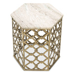 Close-up of Side Table Stratham highlighting Brass, Marble and Antique Brass, Marble Top (Image 2)