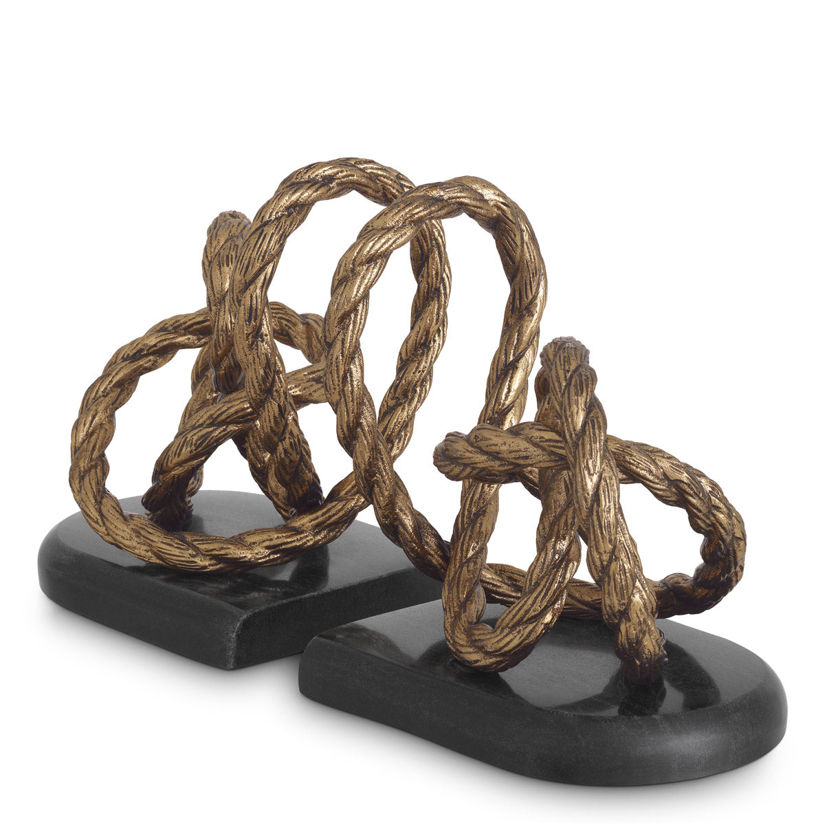 Close-up of Bookend Corwyn set of 2 highlighting Brass, Stone and Antique Brass, Handcasted, Granite Base (Image 2)