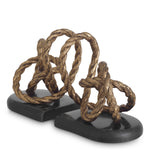 Close-up of Bookend Corwyn set of 2 highlighting Brass, Stone and Antique Brass, Handcasted, Granite Base (Image 2)