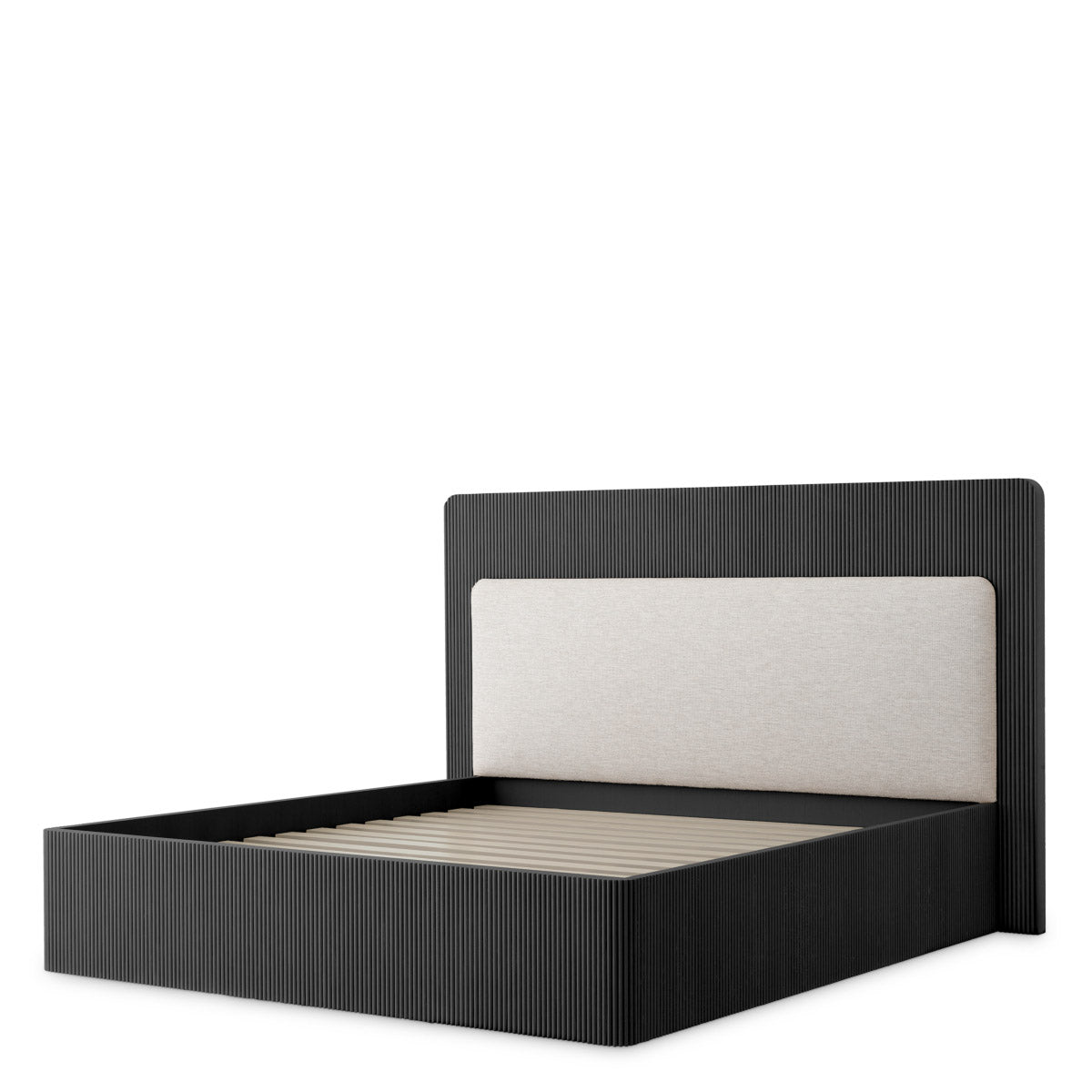 Bed Frame Dimitrios Queen size Charcoal grey oak veneer | solid wood | durini natural, Suitable for a queen size box spring or mattress 120183 4