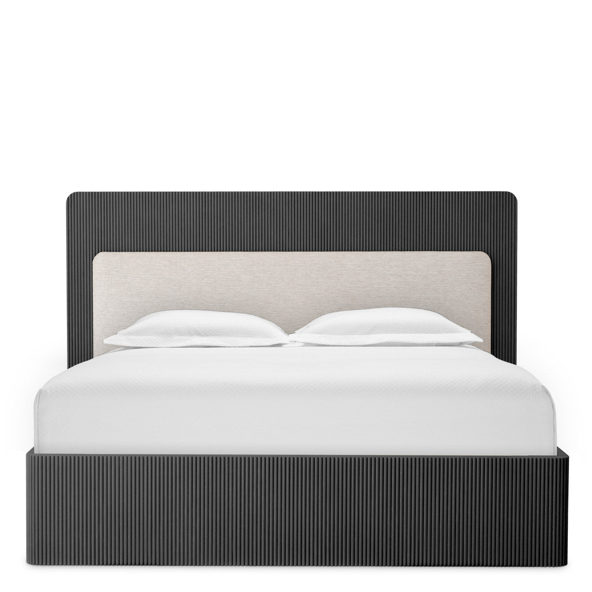 Bed Frame Dimitrios Queen size Charcoal grey oak veneer | solid wood | durini natural, Suitable for a queen size box spring or mattress 120183 6