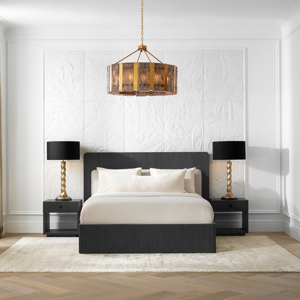 Bed Frame Dimitrios King size Charcoal grey oak veneer | solid wood | durini natural, Suitable for a king size box spring or mattress 120184 3