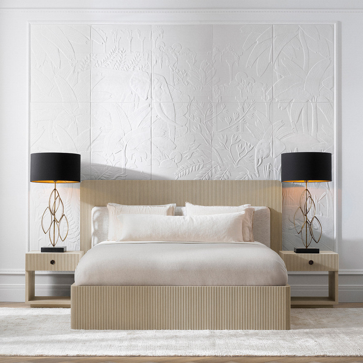 Bed Frame Dimitrios Queen size Washed oak veneer | solid wood | durini natural, Suitable for a queen size box spring or mattress 120185 3