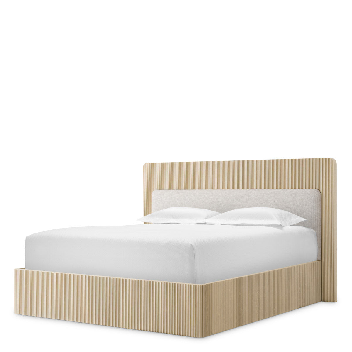 Bed Frame Dimitrios King size Washed oak veneer | solid wood | durini natural, Suitable for a king size box spring or mattress 120186 2