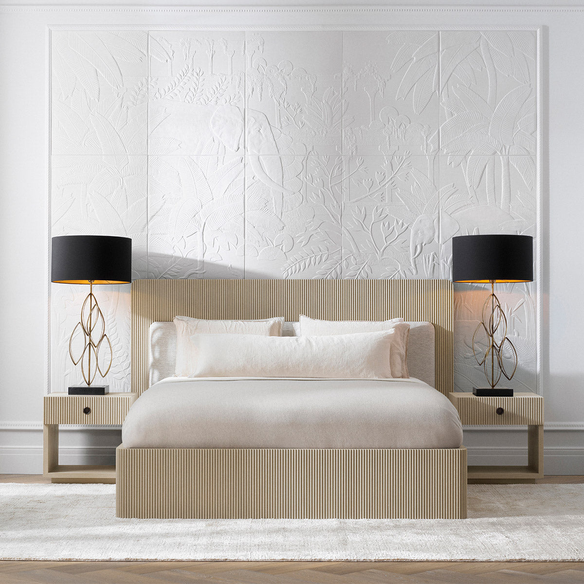 Bed Frame Dimitrios King size Washed oak veneer | solid wood | durini natural, Suitable for a king size box spring or mattress 120186 3