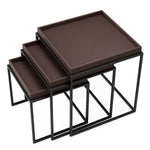 Side Table Léonard set of 3 by Eichholtz in a styled setting — Dark Brown Faux Leather, Black (Image 4)